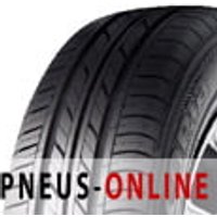 Black Bridgestone Ecopia EP150 tire with symmetrical tread pattern and sidewall grooves.