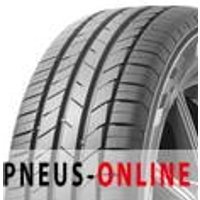 Kumho ECSTA HS52 4-PR tire with asymmetrical tread pattern and black sidewall, shown on a silver alloy wheel.