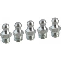 Faithfull AGN8424 straight grease nipples, silver, M8 x 1.25, pack of 5, hexagonal base with rounded top.