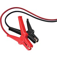 Red and black Faithfull heavy duty jump leads with ribbed grips and copper clamps.