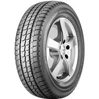 Falken EUROALL SEASON VAN11 tire, 225/75 R16C, black tread with detailed grooves, mounted on a silver alloy wheel.