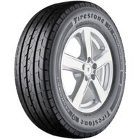 Firestone Vanhawk 3 tire, black with detailed tread pattern, sidewall text, and silver alloy wheel rim.