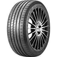 Goodyear Eagle F1 Asymmetric 2 tire, black with rim protection, detailed tread pattern, mounted on a sleek alloy wheel.