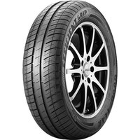 Black Goodyear EfficientGrip Compact tire, 185/65 R14 86T, with sleek tread pattern and bold sidewall lettering.