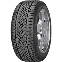 Goodyear UltraGrip Performance tire, black with detailed tread pattern, silver rim, runflat design, rim protection feature