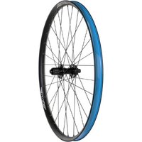 Black and blue Halo Skelta SDV148 29" MTB rear wheel with spokes and hub, designed for mountain biking.