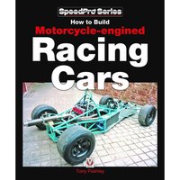 "Book 'How to Build Motorcycle Engined Racing Cars' with image of a green chassis racing car on cover"