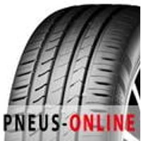 Kumho HS51 tire with asymmetric tread pattern and deep grooves, shown partially mounted on a wheel.