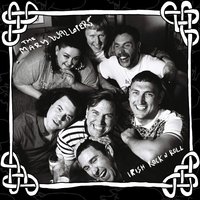 Black and white album cover featuring a group of seven smiling people with Celtic knot border design.