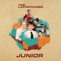 Album cover for "JUNIOR" by The LaFontaines featuring childhood photos on a textured beige background.