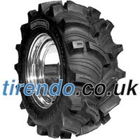 Kenda K538 tire, 25x10.00-12 size, rugged tread pattern, black rubber, shiny metal rim.