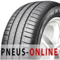 Maxxis ME3 tire with sleek black tread pattern and sidewall, mounted on a silver alloy wheel.