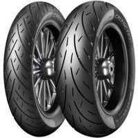 Metzeler Cruisetec X-Ply motorcycle tyre, 180/70 B16, rear, black with deep grooves and sleek tread pattern.