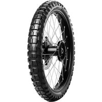 Metzeler Karoo 4 motorcycle tyre, 170/60 R17, black tread with rugged block pattern, mounted on a spoked wheel.