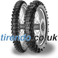 Black Metzeler MCE6 Days Extreme tire with knobby tread pattern, designed for front wheel, size 90/100-21.