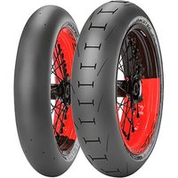 Black Metzeler Racetec SM motorcycle tyre, 165/55 R17 TL, rear, K2, with slick tread and red rim.