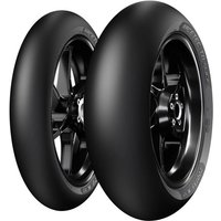 Metzeler Racetec TD Slick motorcycle tyre, 120/70 R17 TL, front, black, smooth tread, racing design.