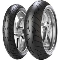 Black Metzeler Roadtec Z8 Interact rear motorcycle tyre with curved tread pattern, size 180/55 ZR17 (73W) TL.