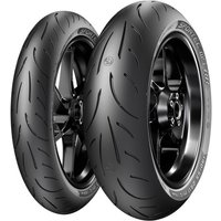 Black Metzeler Sportec M9 RR motorcycle tyre, 180/55 ZR17, with sleek tread pattern and sidewall branding.