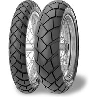 Black Metzeler Tourance motorcycle tyre, 90/90 21 size, with deep tread pattern and visible sidewall branding.