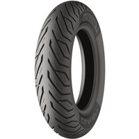 Michelin City Grip scooter tyre, 110/70 14, black rubber with zigzag tread pattern, designed for front wheel.