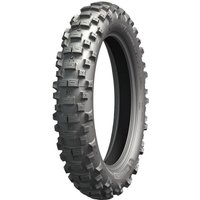Michelin Enduro tyre, medium, 140/80 18, rear, with rugged tread pattern and black rubber finish.