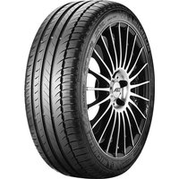 Michelin Pilot Exalto PE2 tire, black with sleek tread pattern and sidewall markings, mounted on a silver alloy wheel.