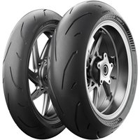 Michelin Power GP2 motorcycle tyre, 190/55 ZR17, sleek black tread with curved grooves, rear fitment.