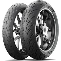 Michelin Road 6 GT motorcycle tyre, 180/55 ZR17, rear, black rubber with detailed tread pattern and sidewall branding.
