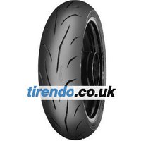 Mitas Sport Force+ motorcycle tire, black with directional tread pattern, size 150/60-17 for rear wheel.