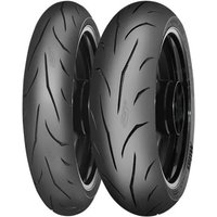 Mitas Sport Force+ motorcycle tyre, 120/70 R17, black rubber with sleek tread pattern, designed for front wheel.