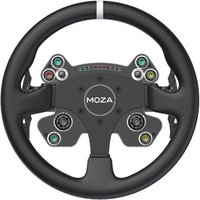 Moza CS V2P Sim Racing Steering Wheel, black with multiple buttons, LED indicators, and a central Moza logo.