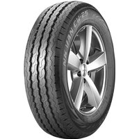 Black Nankang Van CW-25 tire with visible tread pattern and sidewall markings, mounted on a silver alloy wheel.