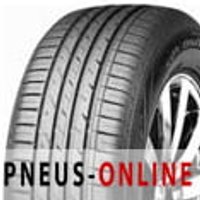 Nexen N'Blue HD Plus XL tire with black tread pattern and sidewall, mounted on a silver alloy wheel.