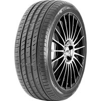 Black Nexen N Fera SU1 tire with sleek tread pattern and silver-accented alloy wheel rim.