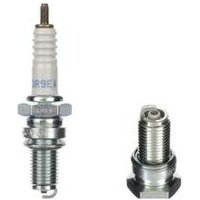 NGK DR9EA 3437 spark plug with copper core, ribbed white insulator, and silver metal casing.