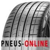 Pirelli P Zero PZ4 sports car tire with asymmetric tread pattern and wide grooves for enhanced performance.