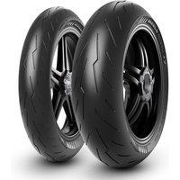 Black Pirelli Diablo Rosso IV motorcycle tyre, 190/55 R17, with angular tread pattern and sleek sidewall design.