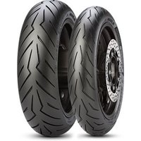 Pirelli Diablo Rosso scooter tyre, 120/70 R17, black rubber with angular tread pattern, designed for front wheel.