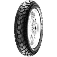 Black Pirelli MT60 motorcycle tyre with rugged tread pattern, size 110/90 17, visible sidewall branding.