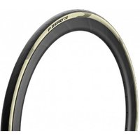 Black Pirelli P Zero Race 700c tyre with beige sidewall and sleek tread design.