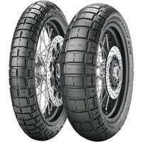 Pirelli Scorpion Rally STR motorcycle tyre, black with rugged tread pattern, size 100/90 19 (57V) TL, front wheel.