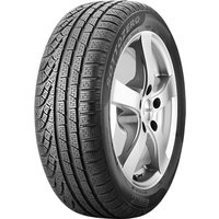 Pirelli Winter 210 SottoZero tire, black with detailed tread pattern, silver rim, and runflat technology.