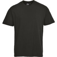 Black Portwest DX4 T-shirt, short sleeves, crew neck, size XL, simple design.