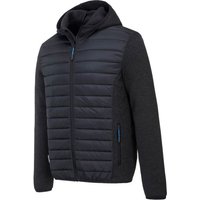 Grey Portwest KX3 Baffle Jacket, XXL, with quilted front, zip closure, hood, and contrasting sleeves.