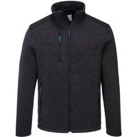 Grey Portwest KX3 fleece jacket, XXL, with high collar, zip pockets, and blue zipper accents.