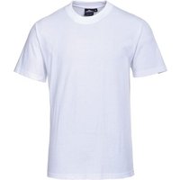 White Portwest Turin Premium T-Shirt, size L, with short sleeves and crew neck, plain design.