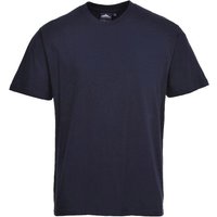 Navy blue Portwest Turin Premium T-Shirt, XXL, short sleeves, crew neck, plain design.