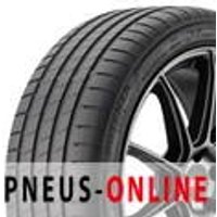 Bridgestone Potenza S005 XL FR tire with sleek black tread and sidewall, mounted on a silver and black alloy wheel.