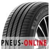 Black MICHELIN Primacy 4 plus tire with detailed tread pattern and sidewall branding, mounted on a silver alloy wheel.